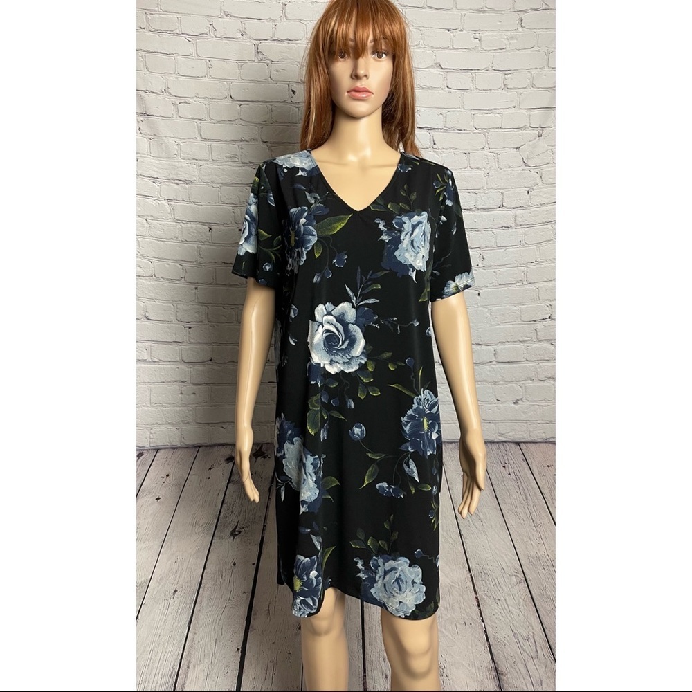 Christian Siriano New York Black Floral Dress Size L